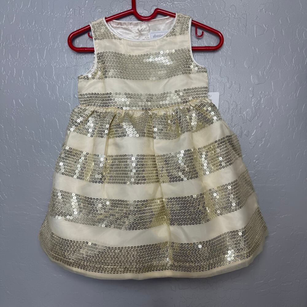 Girls Sequin Striped Fit And Flare Dress - All Dressed Up - White, 18-24MO